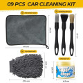 ShinetiX 9 Piece Car Cleaning Kit with 600 GSM Microfibre Towels, Wash Mitts, Brushes and Cleaning Gel