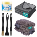 ShinetiX 9 Piece Car Cleaning Kit with 600 GSM Microfibre Towels, Wash Mitts, Brushes and Cleaning Gel