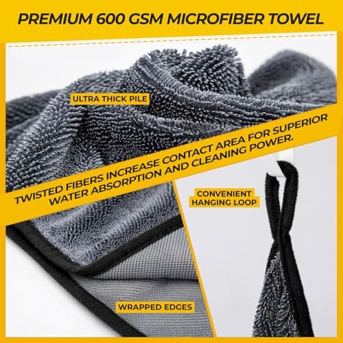 ShinetiX 9 Piece Car Cleaning Kit with 600 GSM Microfibre Towels, Wash Mitts, Brushes and Cleaning Gel-2