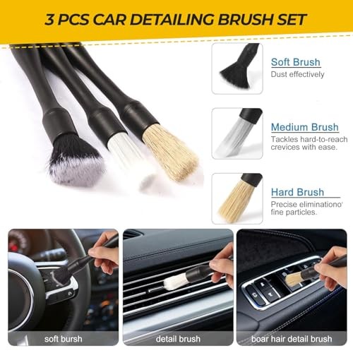 ShinetiX 9 Piece Car Cleaning Kit with 600 GSM Microfibre Towels, Wash Mitts, Brushes and Cleaning Gel-5