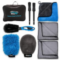 ShinyCar Premium Car Cleaning Kit with Bag, Wash Mitts, Microfibre Drying Towel, Waffle Cloths and Brushes