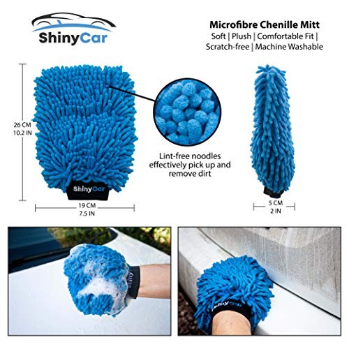 ShinyCar Premium Car Cleaning Kit with Bag, Wash Mitts, Microfibre Drying Towel, Waffle Cloths and Brushes-2