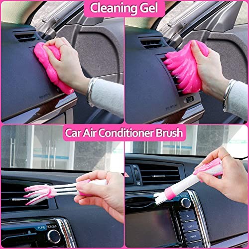 THINKWORK 17-Piece Car Cleaning Kit with Storage Box, Pink-1