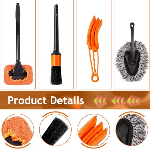 THINKWORK 17-Piece Car Detail Duster Kit with Brushes, Cleaning Gel and Coral Fleece Pads-7