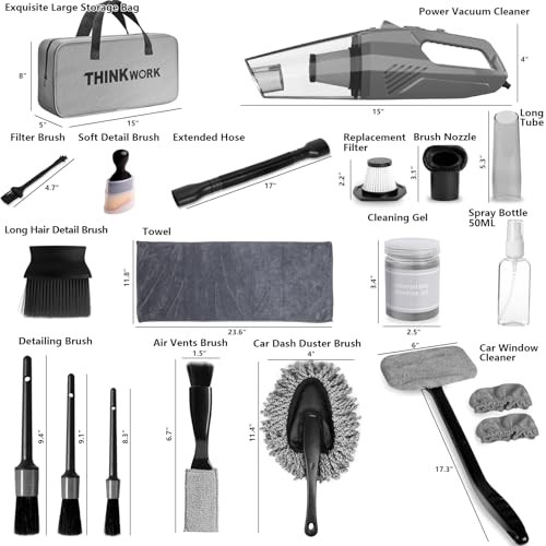 THINKWORK 21-Piece Car Vacuum Cleaner Kit with 8000Pa Handheld Vacuum-6