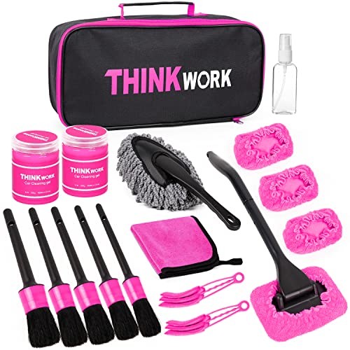 THINKWORK 17-Piece Car Detailing Kit with Brushes, Pads and Gel