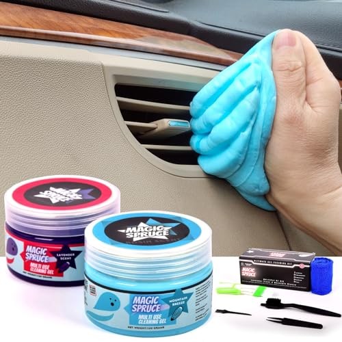ToysButty Car Cleaning Gel Kit, 2 Pots with Brushes and Vent Duster