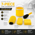 TUULKIT 7-Piece Car Cleaning Kit with Collapsible Bucket, Brush, Sponge, Drying Mitt and 3 Microfibre Cloths