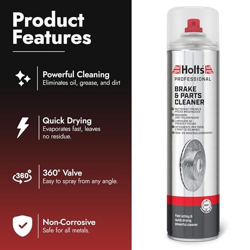 Vexjuro Holts Brake & Parts Cleaner Kit, 600ml, with 3 Detail Brushes and Microfibre Cloth-1