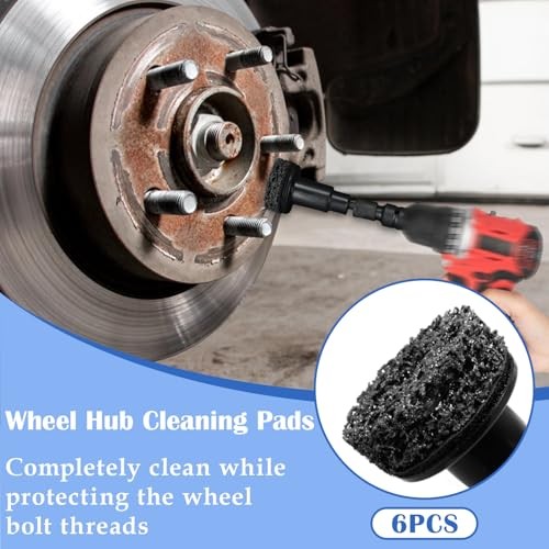 Squliicayy Wheel Hub Cleaning Kit with 6 Pads for Hubs, Studs and Rotors-4