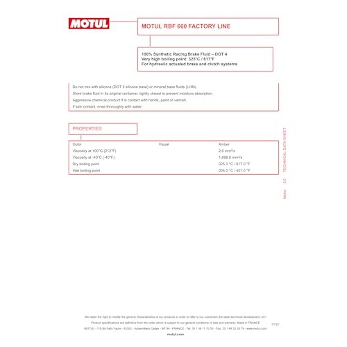 WOL Motul Factory Line RBF 660 DOT 4 Racing Brake Fluid 500ml, 3 Units-2