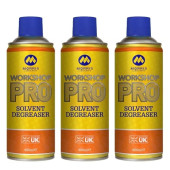 Workshop Pro solvent degreaser spray, water-washable non-caustic formula, 3 x 400ml