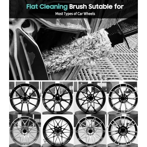 YeewayVeh 3 Piece Microfiber Wheel Cleaning Brush Set, Black and White-6