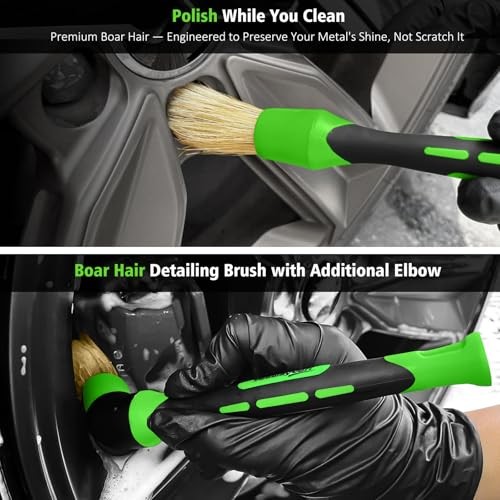 YeewayVeh 4-Piece Wheel and Tyre Cleaning Kit, Green-4