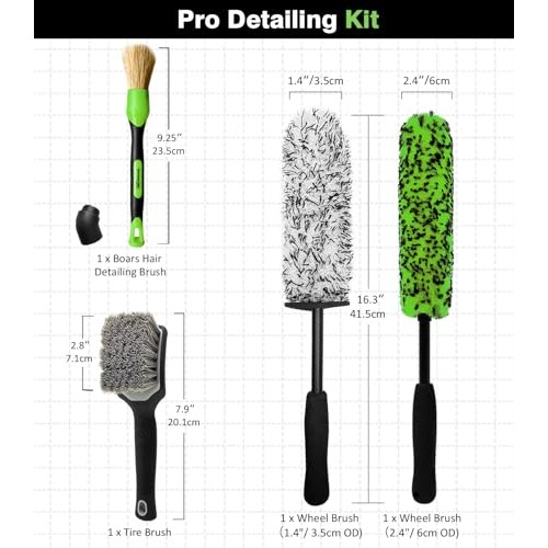 YeewayVeh 4-Piece Wheel and Tyre Cleaning Kit, Green-7