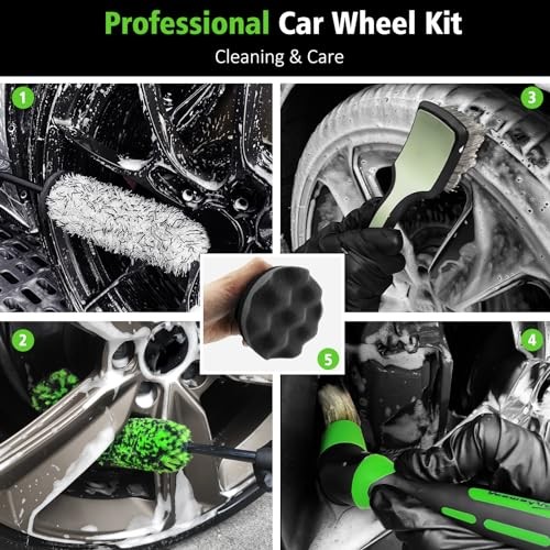 YeewayVeh 5-Piece Pro Wheel Detailing Kit, Green-1