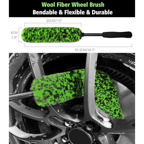 YeewayVeh 5-Piece Pro Wheel Detailing Kit, Green-3