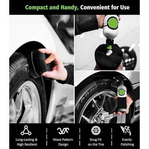 YeewayVeh 8-Piece Wheel and Tyre Brush Kit, Green (4 Pack)-4