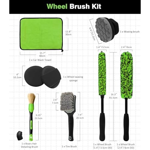 YeewayVeh 8-Piece Wheel and Tyre Brush Kit, Green (4 Pack)-6