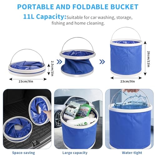 YYBAO 9-Piece Car Cleaning Kit with 11L Collapsible Bucket-1
