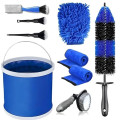 YYBAO 9-Piece Car Cleaning Kit with 11L Collapsible Bucket