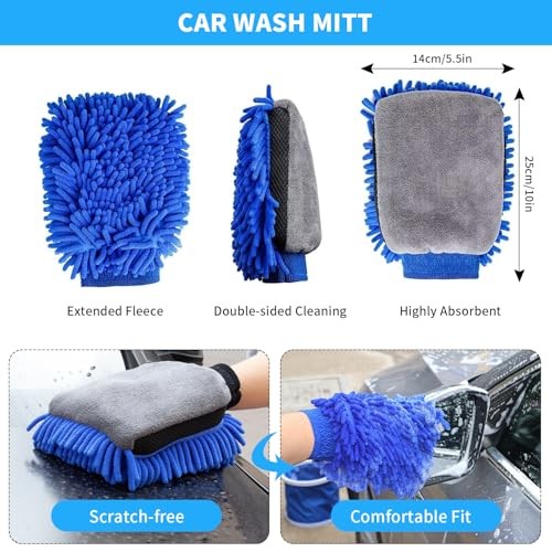 YYBAO 9-Piece Car Cleaning Kit with 11L Collapsible Bucket-2