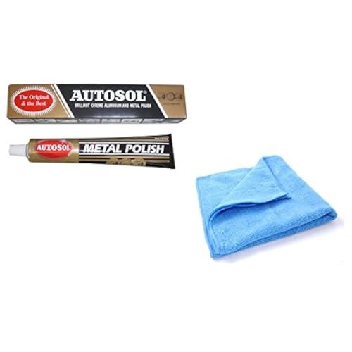 Autosol Chrome, Alloy & Metal Polish, 75ml Tube with Microfibre Cloth — image 1