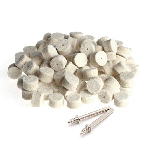 sodeber 100-piece wool felt polishing buffing pads, 13 mm with 2 shanks — image 1