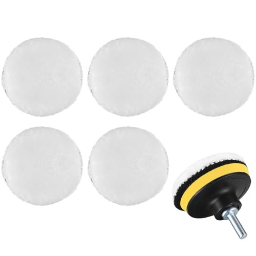 MMDBD 5 Piece 5 Inch Wool Polishing Pads for Drill with Adapter — image 1