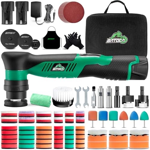 BATOCA S5 Black Cordless Mini Car Polisher with 2 Batteries, Dual Action and Rotary, 1/2/3 Inch Pads — image 1