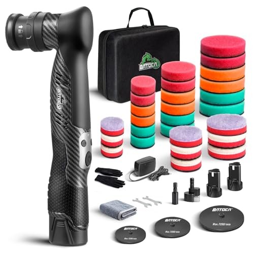 BATOCA S5 Cordless Mini Car Polisher, Dual Action and Rotary, 2 x 12V Batteries, 6-Speed, All-Black Design — image 1