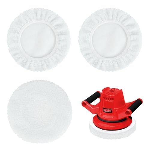 flintronic 3 Pack 9-10 Inch Wool Car Polisher Pad Bonnets, White — image 1