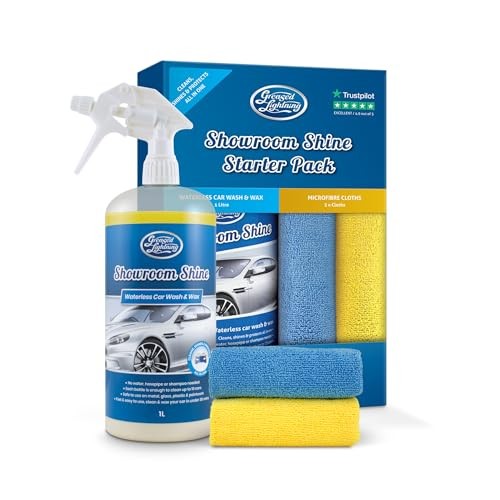 Greased Lightning Showroom Shine Waterless Car Wash & Wax, 1L with 2 Cloths — image 1