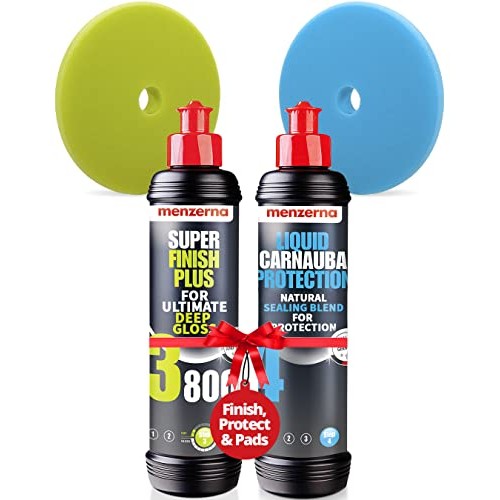 MENZERNA Super Finish Plus 3800 Polishing and Sealing Kit, 8 fl oz x 2 with Matching Pads — image 1