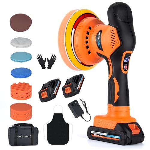 Protmex Cordless Car Buffer Polisher Kit, 6-inch, 6-Speed, 2 x 21V 2.0Ah Batteries — image 1