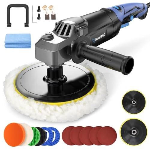 RAYBAO 1200W Rotary Car Polisher with 6/7 Inch Pads — image 1