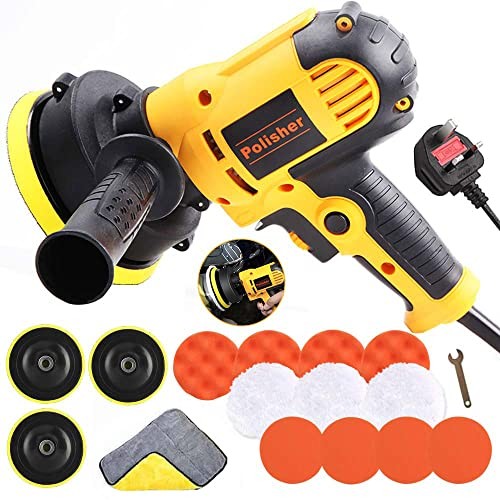 Kzan 700W Rotary Car Polisher with 11 Pads, Towel and 5-inch Self-adhesive Disc — image 1