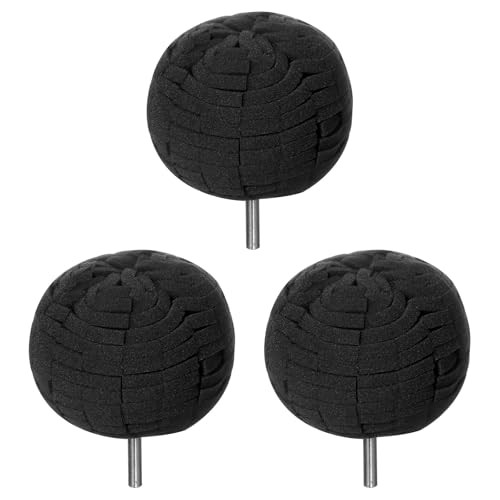 sourcing map 3 Piece 3 Inch Ball Buffing Polishing Pads, Black — image 1