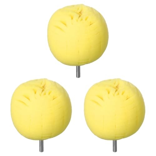 sourcing map 3-piece 3 inch ball buffing polishing pads, yellow — image 1