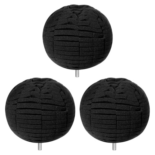 sourcing map 3-piece 4 inch ball buffing polishing pads, black, 1/4 inch shank — image 1