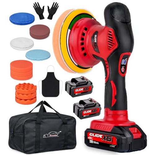 Xtremeauto Glide X6 Cordless Dual Action Car Polisher Kit, 21V Brushless Buffer with 2 Batteries — image 1