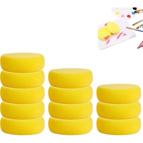 Dyzoxa 12-Piece Yellow Round Artist Sponge Set, 7.5 cm — image 1