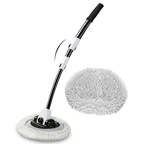 Harazaqa 15° Curved Car Wash Brush with Telescopic 43in Handle, Black and White — image 1