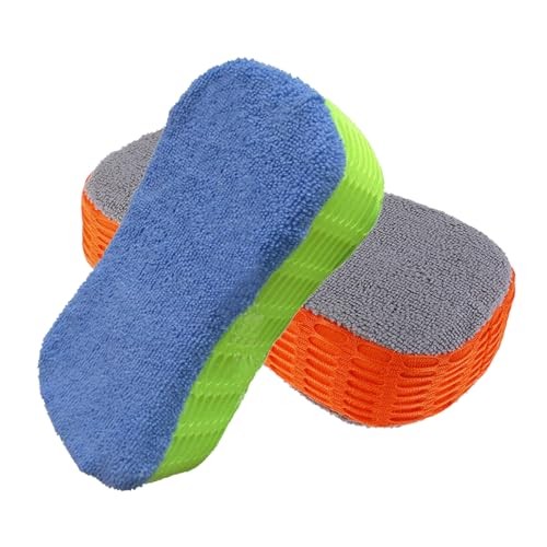 LINZZI 2-Pack Large Car Wash Sponges, Green and Orange — image 1