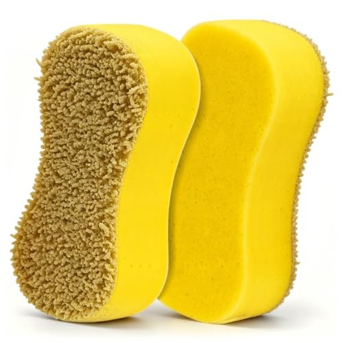 BIATOE Yellow Large Plush Car Wash Sponges, 2 Pack, 22 x 11 x 5 cm — image 1