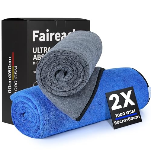 Faireach 2-Pack 90 × 60 cm 1000 GSM Microfibre Car Drying Towels — image 1