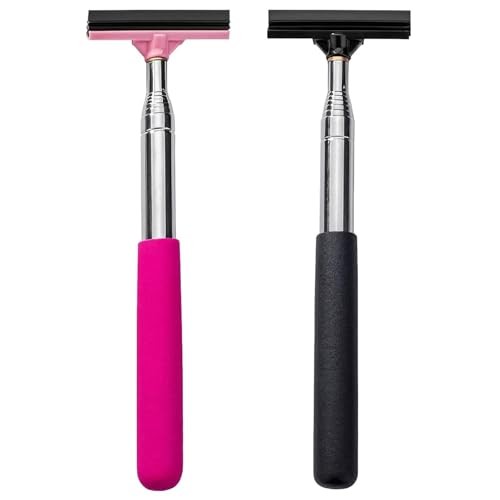 ASREJUR 2-Piece Retractable Car Mirror Squeegees, Black and Pink — image 1