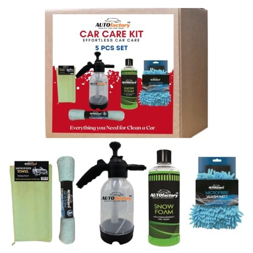 AUTOfactory GB 5-Piece Car Cleaning Kit with Snow Foam, 2L Pump Sprayer, Microfibre Towel, Wash Mitt and Glass Cloth — image 1