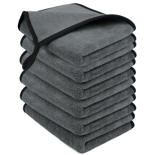 Adiwo Grey Microfibre Cleaning Cloths, 6 Pack, 500GSM, 40 x 30cm — image 1