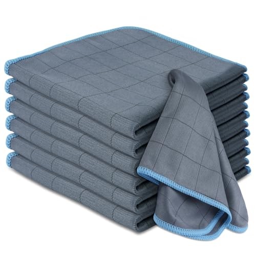Adiwo Microfibre Glass Cleaning Cloths, Sky Blue, 30 x 30cm, 6 Pack — image 1